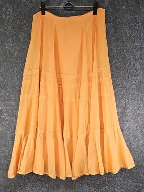 Vintage Lauren Ralph Lauren Tiered Skirt, Cotton Silk, Orange, Size 4